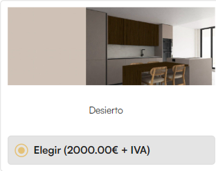 Opción «Desierto» del catálogo de personalización, seleccionada, con su coste